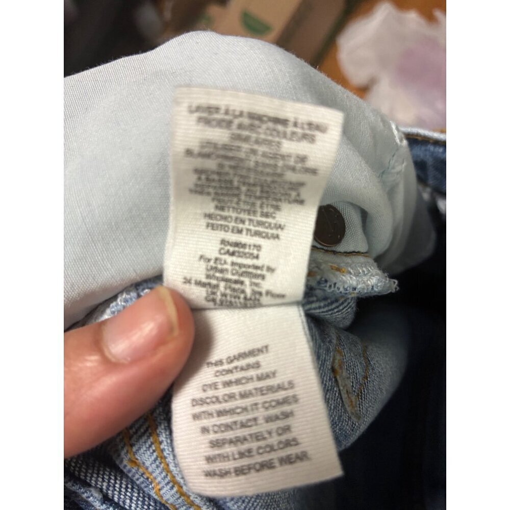 We the Free Denim Blue Jeans Distressed Hole Grunge Y2K Button Fly Size 28 - Picture 7 of 10